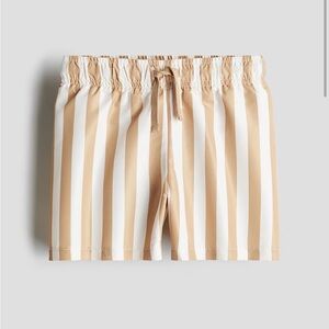 Boys Striped Tan and White Shorts